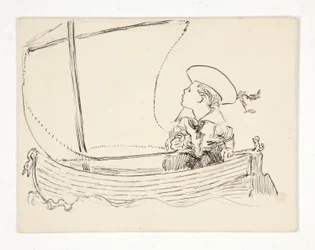 Illustration non identifiée [Garçon dans un petit bateau]