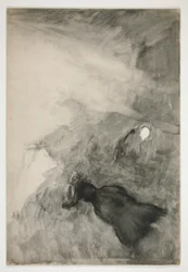 Femme lisant, figure regardant - (illustration non identifiée)