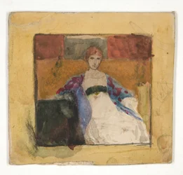 Femme assise - illustration non identifiée