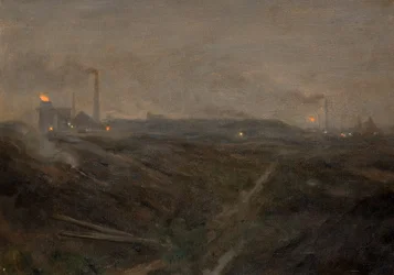 Hauts fourneaux, nuit (huile sur toile)