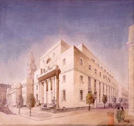 Élévation de la Bibliothèque Publique, Marylebone Road, Londres