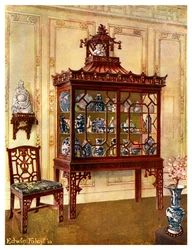 Vitrine sculptée à la manière chinoise de Chippendale, 1911-1912
