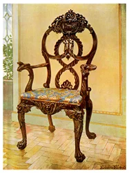 Chaise de président Chippendale sculptée, 1911-1912