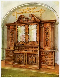 Bibliothèque en acajou sculpté fermée, style Chippendale, influence française, 1911-1912
