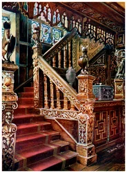 Escalier en chêne sculpté, Godinton