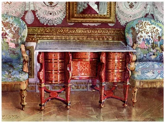 Table à écrire avec fauteuils dorés, 1910