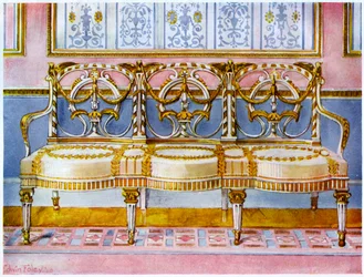 Canapé blanc doré et peint, influence Pergolesi 1911-1912