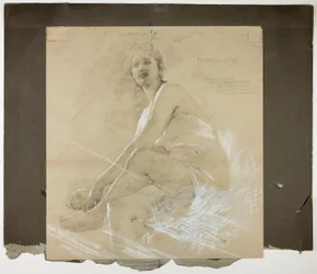 Terpsichore (recto), et Figure féminine dansante (verso), Études murales pour le plafond du salon, Résidence de Collis P. Huntington, maintenant Yale University Art Gallery