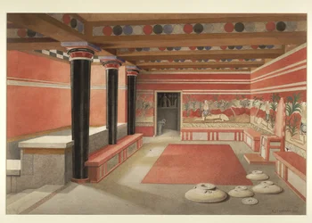 Salle du trône réimaginée du Palais de Minos à Knossos