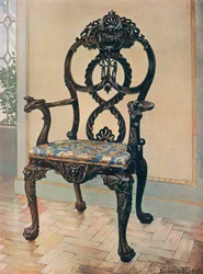 Chaise du président sculptée - début Chippendale