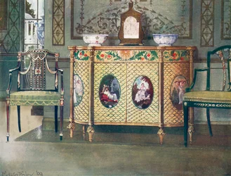 Commode et chaises peintes