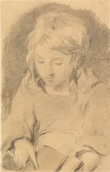 Une jeune fille cardant de la laine
