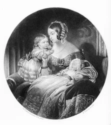 La Reine, la Princesse Royale et le Prince de Galles, gravé par R. Piercy, 1842