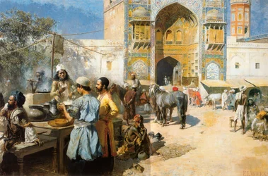 Un restaurant en plein air, Lahore, vers 1889