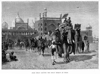 Shah Jehan quittant la Grande Mosquée de Delhi, XIXe siècle
