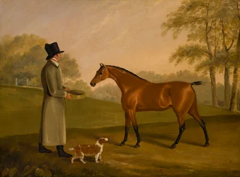 Un cheval dans un paysage avec le palefrenier, David Bennet