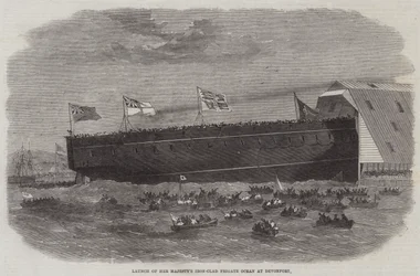 Lancement de la frégate cuirassée de Sa Majesté Ocean à Devonport