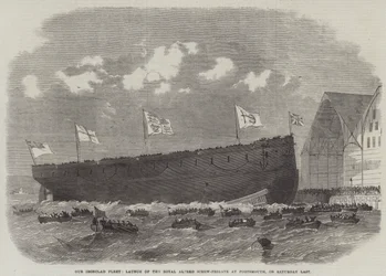 Notre flotte cuirassée, lancement de la frégate à vis Royal Alfred à Portsmouth, samedi dernier
