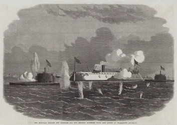 La Frégate Blindée New Ironsides et Deux Batteries Ericsson entrant en Action à Charleston