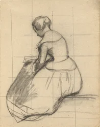 Femme lisant, esquisse pour la signature du pacte dans la cabine du Mayflower