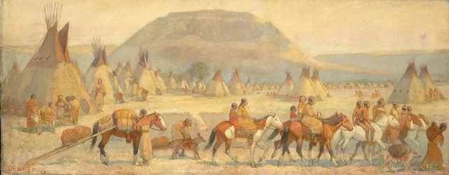 Scène de camp Blackfoot, fin 19e-début 20e siècle