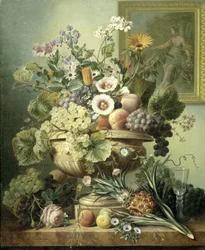 Nature morte avec des fleurs et des fruits