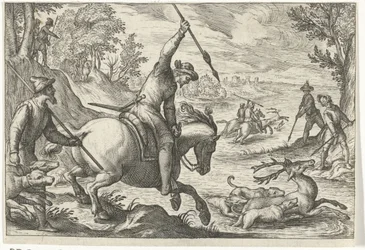 Paysage avec chasse au cerf
