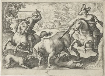 Paysage avec chasse aux taureaux