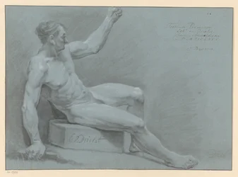 Nu masculin assis, vu de côté (3e prix 1775)