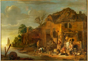 Ferme (peinture sur bois de chêne)