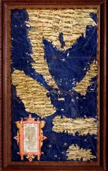 Indonésie : Sumatra, Malacca, Bornéo, Java. Carte réalisée par Egnazio Danti (1536-1586), mathématicien, cosmographe et architecte italien. Vers 1567. Florence, Palazzo Vecchio, Sala del Mappamondo