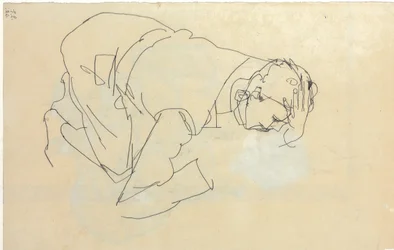 Erich Lederer de profil, main à la tête, 1912