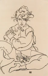 Jeune fille assise, jambes écartées, 1918