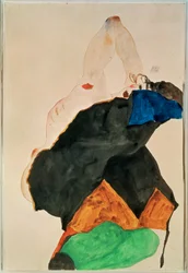 Fille au coude levé (aquarelle et crayon)