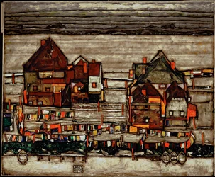 Maisons avec buanderie, également appelées Vorstadt (peinture sur toile)