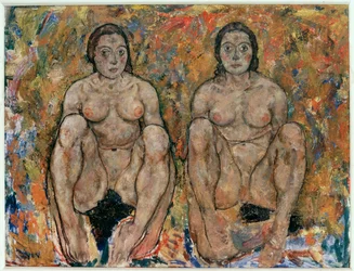 Femmes accroupies [Squatting Women] (huile et gouache)