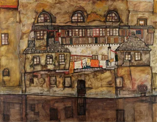 Mur de maisons sur la rivière