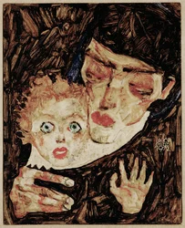 Mutter und Kind II (huile sur bois)