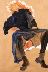 Fille allongée en robe bleue, 1910