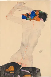 Nu de dos avec un tissu coloré