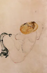 Jeune fille effrayée, accroupie, 1912