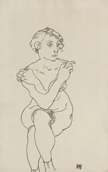 Femme nue assise, bras et jambes croisés, 1918