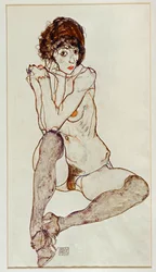 Femme nue assise, les coudes reposant sur le genou droit