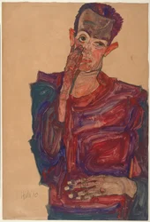 Autoportrait avec la paupière tirée vers le bas, 1910
