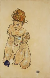 Fille assise en sous-vêtements, 1917