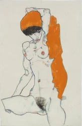 Nu debout avec drap orange. 1914