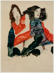 Deux filles (aquarelle et crayon)