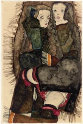 Deux filles sur une couverture à franges, 1911