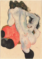 Femme avec pantalon rouge et nu féminin debout, 1912