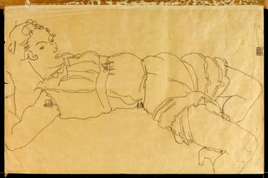 Jeune femme allongée sur le dos, 1915